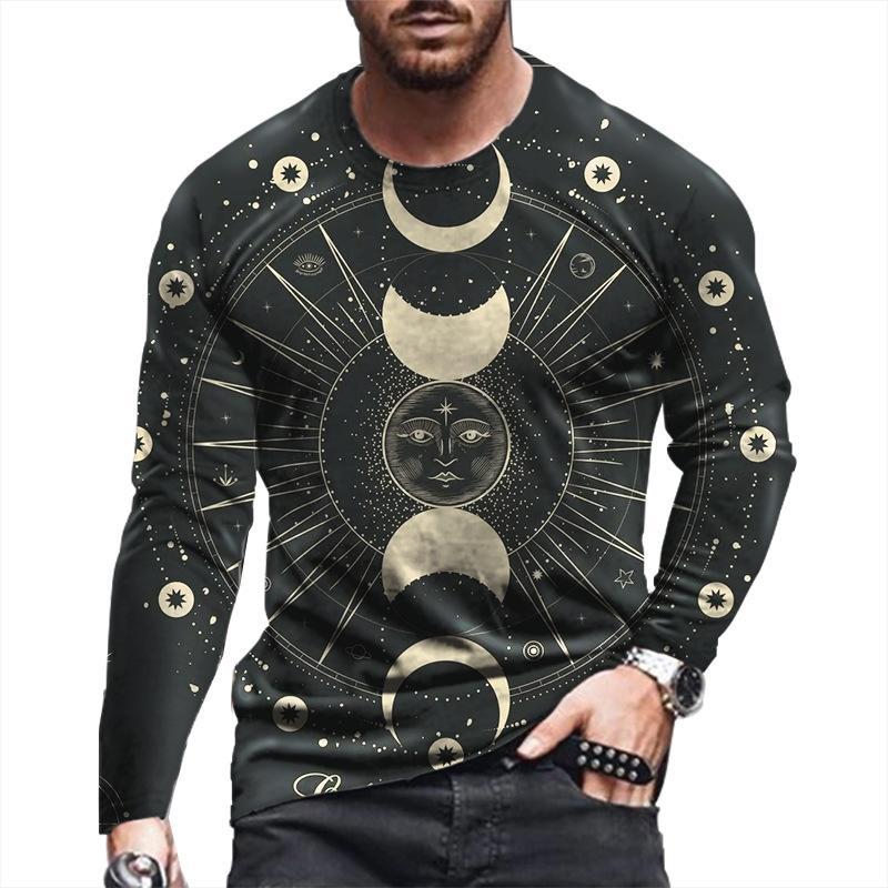 Spring Autumn Men Casual 3D Digital Print Hip Hop T Shirt Men Sport Long Sleeve Round Neck Fitness Tops T Shirt