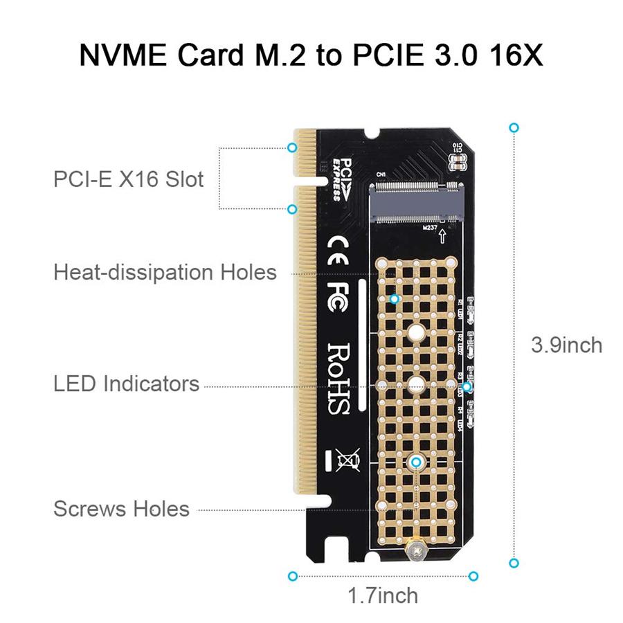 M.2 To Pcie X16 Adapter Card Pci-e To M.2 Convert Adapter NVMe SSD Adaptor M2 M
