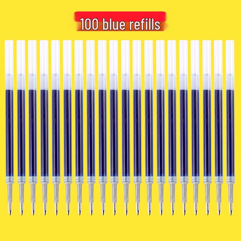 Набор из 100 стержней для черной гелевой ручки 0,5 мм - На водной основе, Шариковый наконечник, Нажимной механизм, Совместимы с красной ручкой