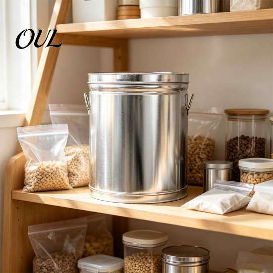 Металлическая штабелируемая банка для хранения, контейнер для риса с крышкой, влагозащитный пищевой контейнер, прочный стальной органайзер для кухонной кладовой для сыпучих продуктов и контейнер для корма для животных