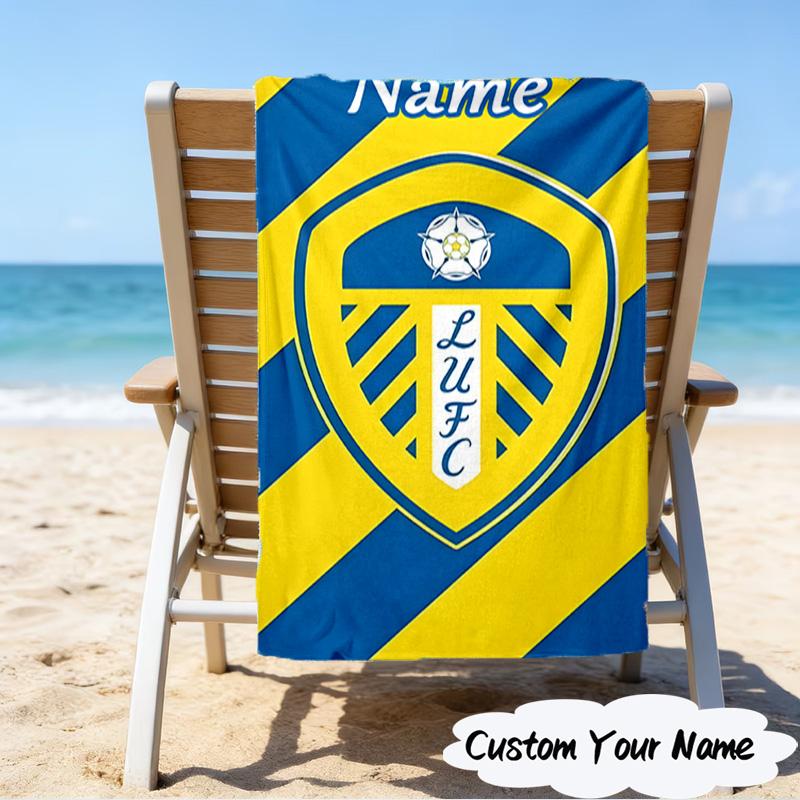 1PC Custom Name Beach Towel Leeds Crest Beach Towel, Suitable for Camping, Travel, Beach Accessories, Super Absorbent, Family Gift