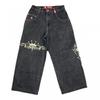 Mens Y2K Gothic Denim Pants Loose Straight Cut High Street Style Cotton Jeans Youth