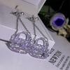 Серебряные игольчатые корейские серьги-гвоздики Dongdaemun с цирконами, комплект из серег с бриллиантами и ожерелья, персонализированные модные и универсальные ювелирные изделия