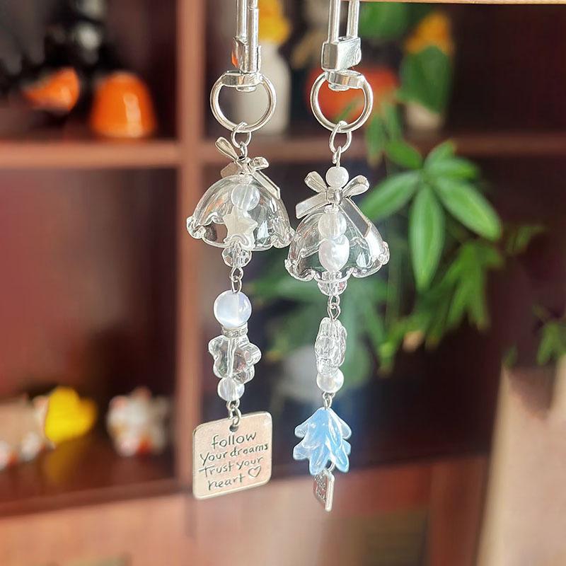 Sweet Christmas Tree Drift Bottle Four-Leaf Clover Pendant Phone Strap Keychain Exquisite Backpack Decoration Accessories Gifts