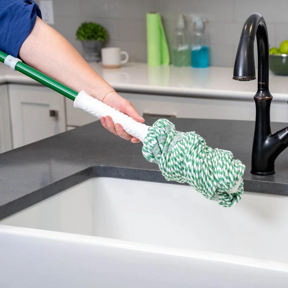 Heavy Duty Tornado Twist Mop Cotton Blend Head Easy Change Grip Ratchet Wringing Efficient Surface Cleaner Machine Washable