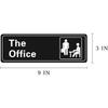 Office Sign - Self-Adhesive 9 x 3 Inch Door or Wall Name Plate - Acrylic (Black and White)