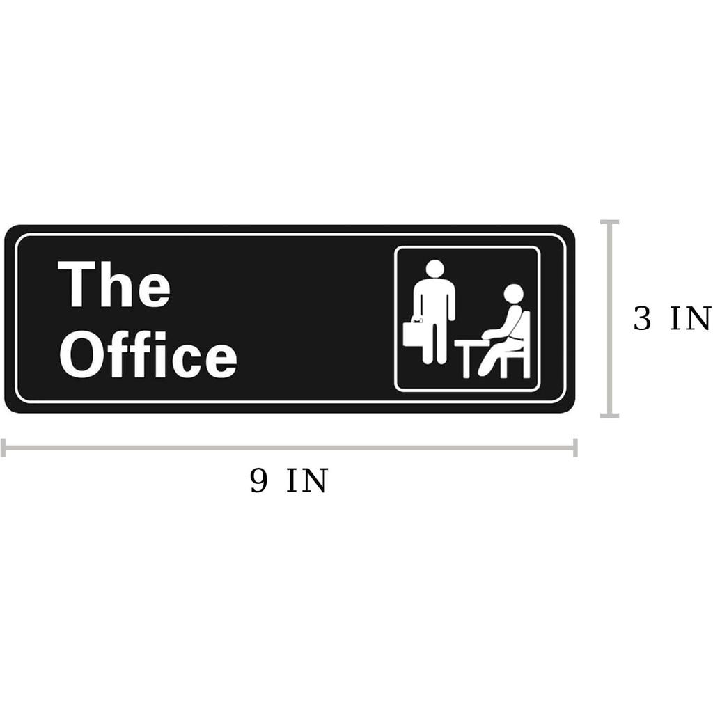 Office Sign - Self-Adhesive 9 x 3 Inch Door or Wall Name Plate - Acrylic (Black and White)