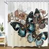 Beautiful Butterfly Shower Curtains Waterproof Fabric Colored Flowers Bath Curtain Bathroom Bathtub Decoration with Hooks
