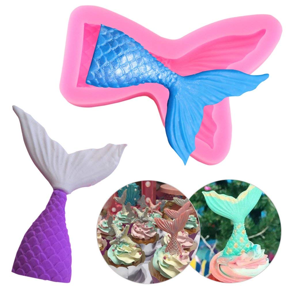 3PC/Set Mermaid Tail Fondant Cake Moulds Silicone Mold Cake Decorating Baking Tools Handmade Soap Mold Fish Fork Tail