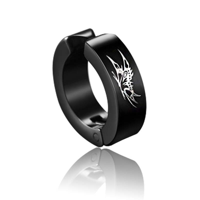 1 Pc Women Men Punk Earring Titanium Steel Black No Pierced Fake Earring Circle Ear Clip Pop Jewelry