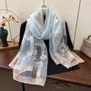 Simulation Silk Handmade Embroidered Scarf Spring And Autumn High-End Foreign Silk Scarf Femininity Easy To Match Decorative Shawl