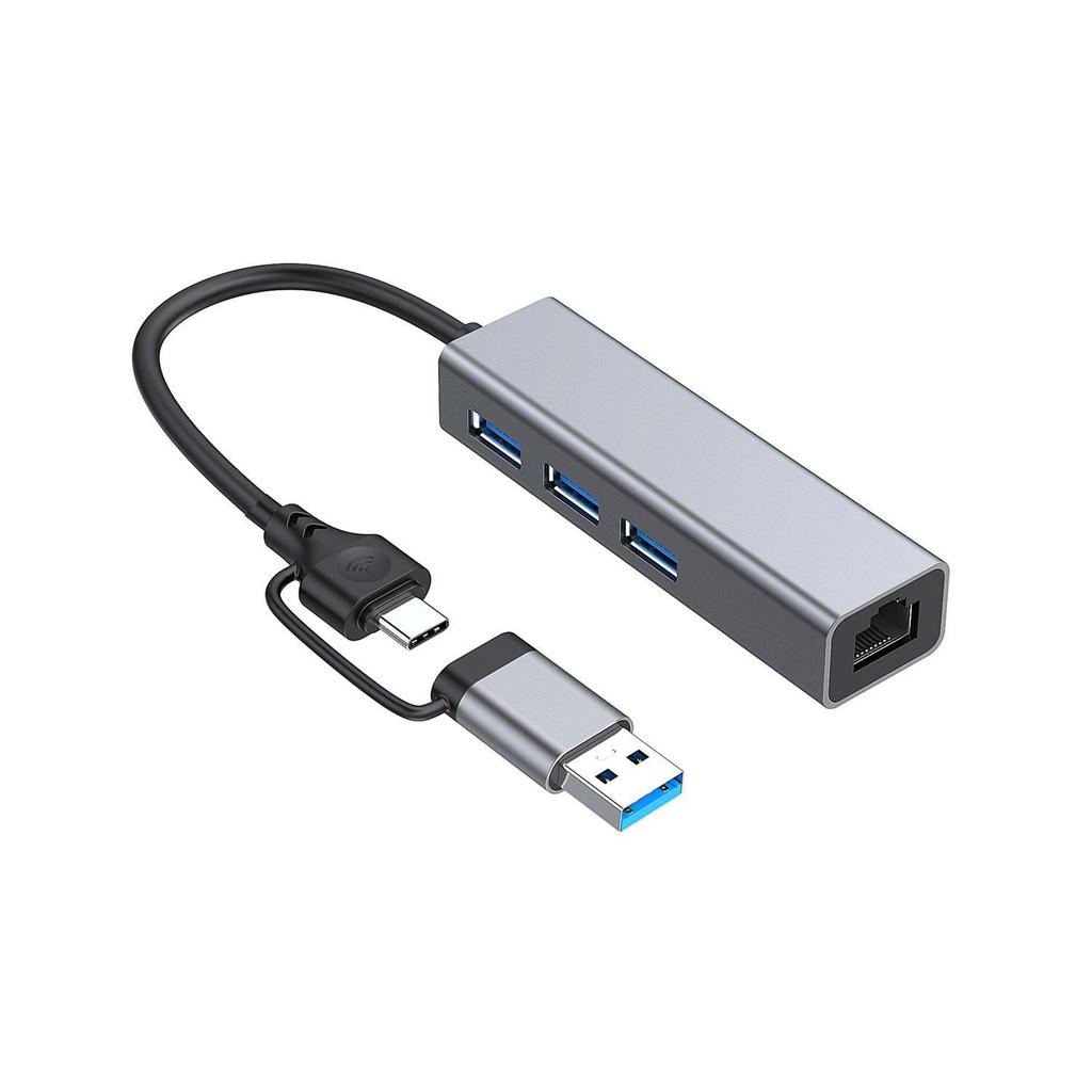 Сетевой адаптер USB-C - RJ45 2-в-1 Gigabit с 3-портовым концентратором USB 3.0