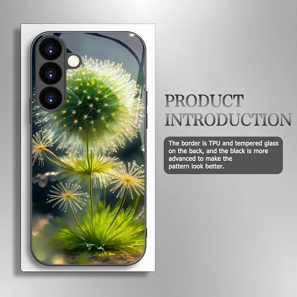 Чехол из закаленного стекла с одуванчиками для Samsung Galaxy S26 S25 S24 S23 S22 S20 FE/Ultra/Plus, противоударная задняя крышка