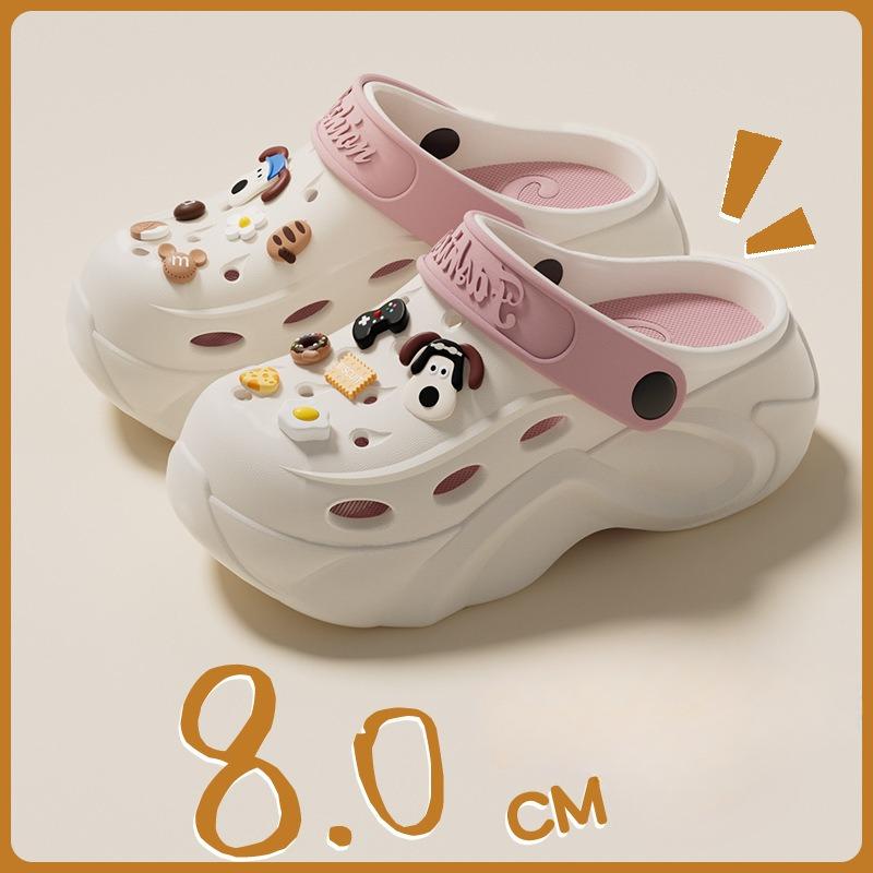 Разноцветные массивные сабо на платформе для женщин, лето 2024, пляжные сандалии с мягкой толстой подошвой, женские нескользящие тапочки на танкетке из ЭВА