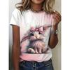 Women's T Shirt Animal Cat 3d Print Summer Short Sleeve Tee Cute Girl Streetwear Female Clothing