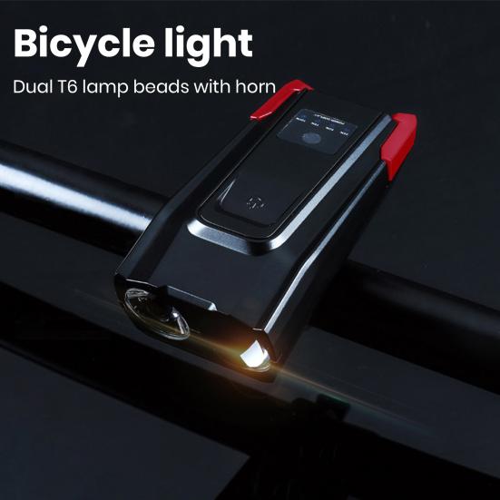 High Lumens Super Bright Bicycle Light with High Decibel Electric Horn Waterproof Rechargeable Simple Installation LED Bike Light