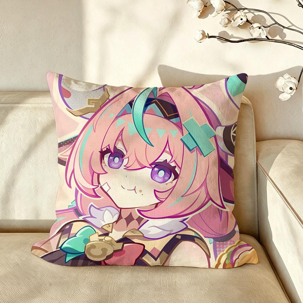 Game GGenshinIImpact Cushion Cover Pillow Case Antidustmite Pillowcase Silky Short Plush Sofa Cushion Cover hot