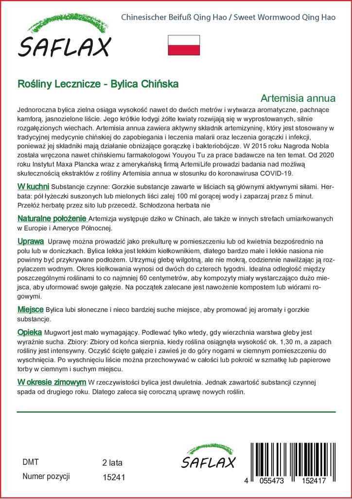 SAFLAX Garden in the Bag - Полынь сладкая Цин Хао - 250 семян - С субстратом в подходящем пакете - Artemisia annua