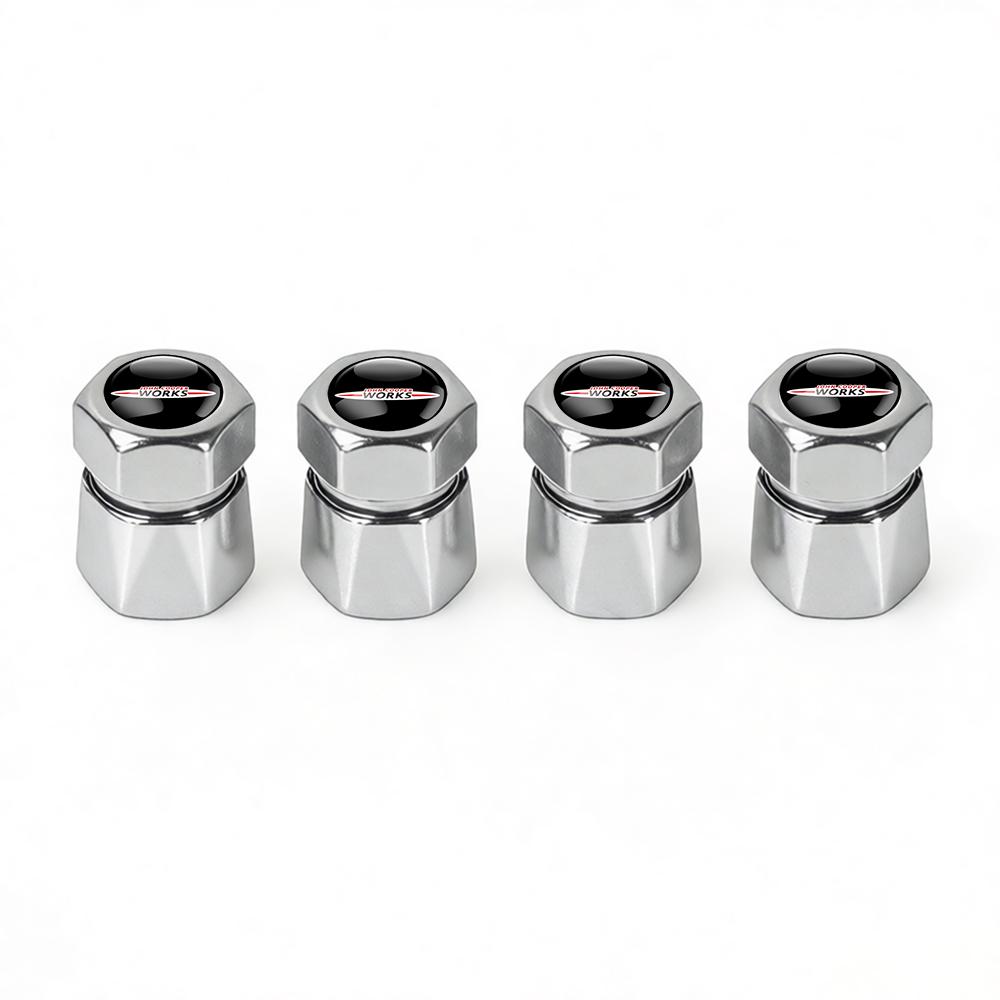 4PCS Car Styling Wheel Tyre Valve Caps Stem Covers Auto Accessories For MINI Cooper S JCW WORKS R55 R56 F55 F56 R57 R58 R59 R60 HFP1