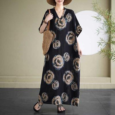 Длинные винтажные платья с V-образным вырезом, закрывающие тело