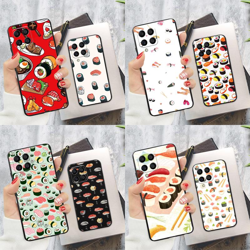Kawaii Sushi Pattern Case For Samsung Galaxy M15 M55 M13 M23 M33 M53 M31 M51 M14 M34 M54 M20 M30s M12 M32 M52