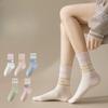 Female Autumn and Winter Draw A Tie Color Sweat Absorbing Breathable Letter Movement In Tube Socks