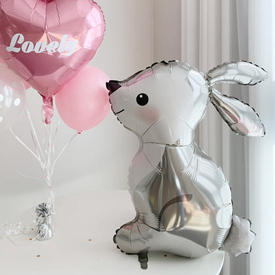 3Pcs Rabbit Balloon Cartoon Animal Long Ears Inflatable Aluminum Foil Happy