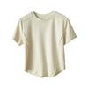 Three-dimensional Line Design Sense of High Elastic Thread Cotton T-shirt Women's New Summer Round Neck Short-sleeved Top