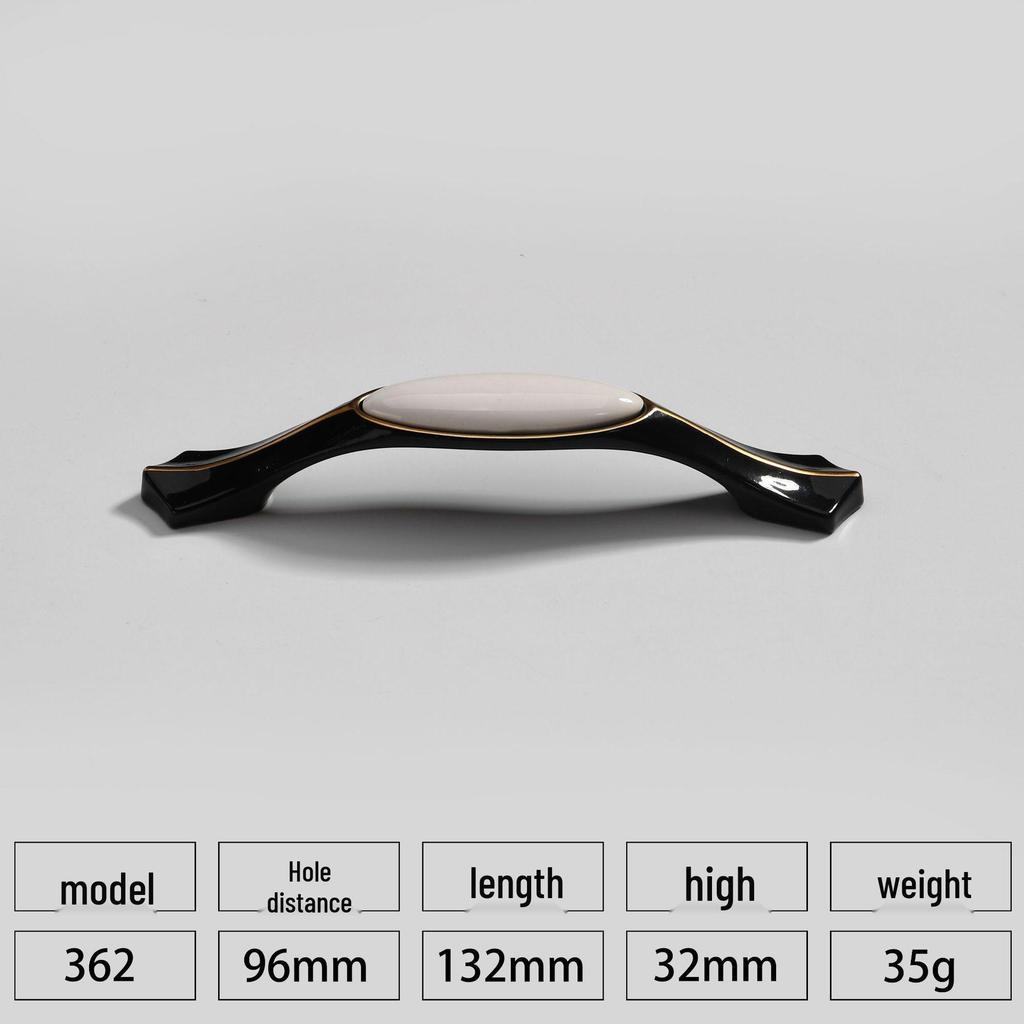 European Style Black & White Plum Blossom Ceramic Cabinet Handle