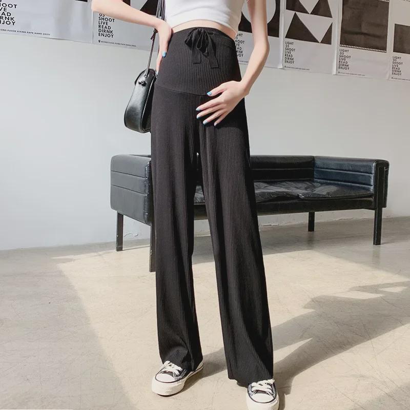 Широкие брюки для беременных из дышащего шелка Ice Silk, весна/лето 2024 г. — легкие, свободные, прямые повседневные брюки.