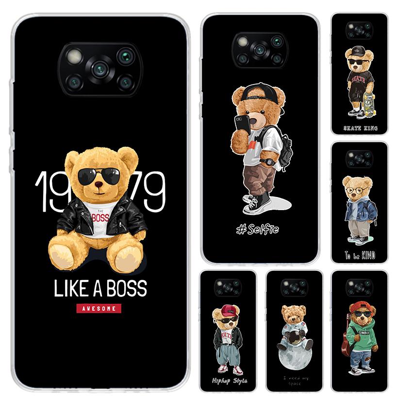 Модный бренд Чехол для телефона с мишкой для Xiaomi Poco X5 X6 X7 Pro F7 Ultra M7 Redmi 15 15C 13 13C 12 12C 10 10A 10C 9 9A 9C 9T Корпус Po