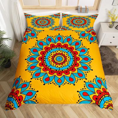 Пододеяльник с цветочным принтом в стиле ретро Мандала Queen Color Lotus Flower, комплект постельного белья Abstract Art, экзотическое бохо-покрывало
