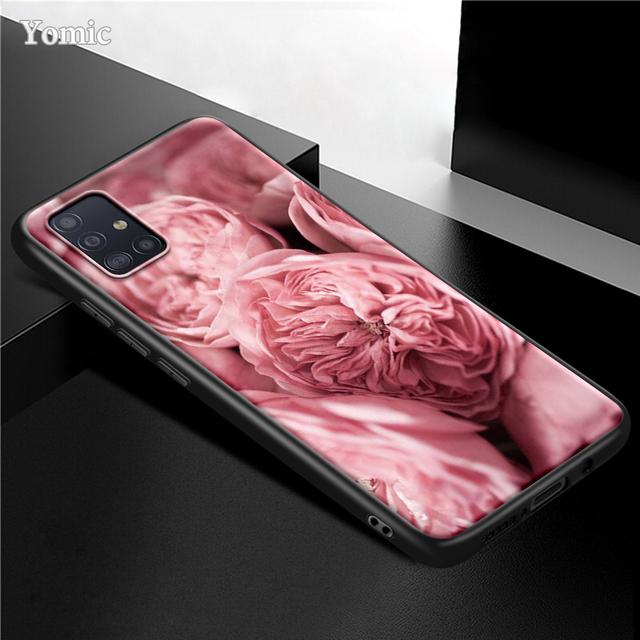 Чехол с розовым цветком для Samsung Galaxy S21 Ultra A51 A71 A52 A72 5g S20 Fe A50 A70 A41 A31 A30 A21s, черный чехол из ТПУ для телефона, капа