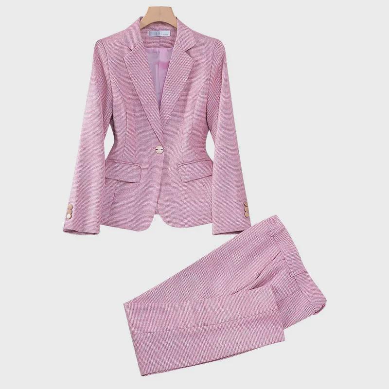 Busaron Women's Long-Sleeve Professional Suit and Trousers for Interviews and Sales Work