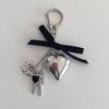 Lovely Delicate Big Heart Bowknot Keychain Mobile Phone Pendant Headphone Case Pendant Backpack Decoration Accessories Gifts