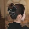 Тканевая Черная Заколка-Зажим Акула Бусины Женская Блестящая Заколка для Волос Модная Сияющая Заколка-Коготь со Стразами Женская