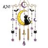 Easy Installation Metal Chain Ornaments Halloween Stained Glass Style Wind Chime, Acrylic Suncatcher Hanging Ornament with Ghost Black Cat Chimes
