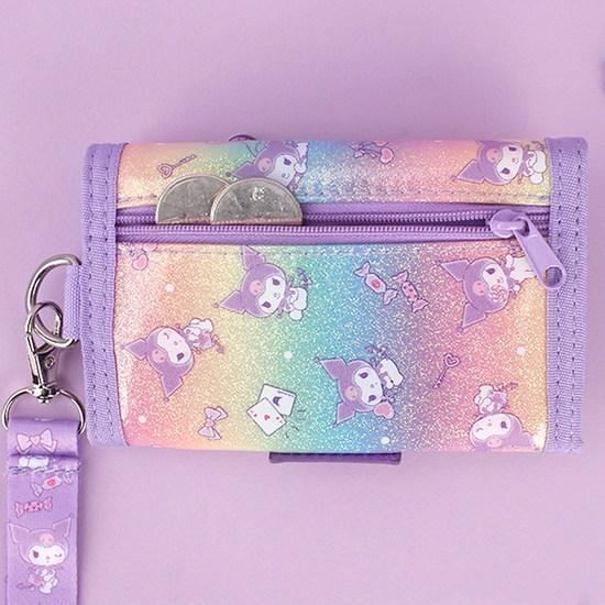 Sanrio Кошелек-ожерелье Kuromi Bling 3 Tier, популярный персонаж в Корее