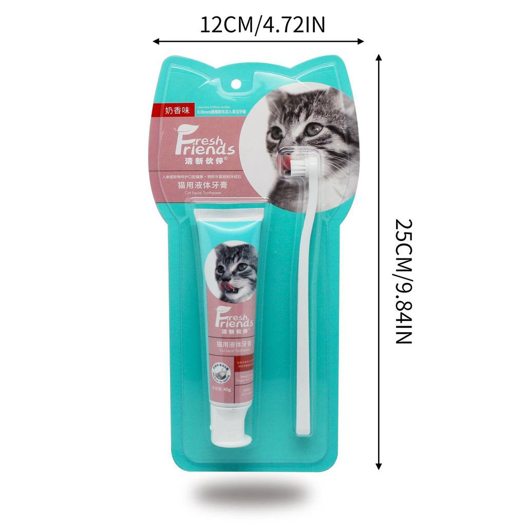 Sagit Pet,Cat,Toothbrush,And,Liquid,Toothpaste,Set,Teeth,Cleaning,Soft,Head,Brush,Teeth,Care,Tool,45ml