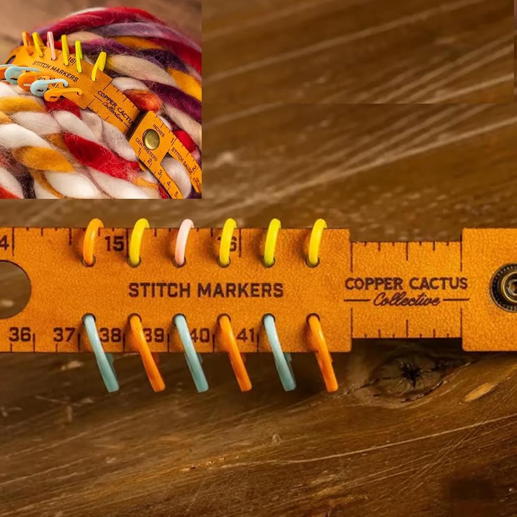 7 in 1 Leather Measuring Tool DIY Crafters Multi-Wrap 48cm Crochet Hole Measuring Ruler Protable Storage Leather Accessories