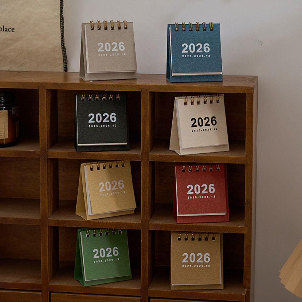 Month Date Display 2026 Mini Desk Calendar Coil Binding Monthly Planner  Daily Planning