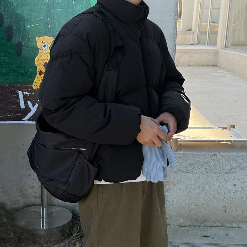 Короткое хлопковое пальто с воротником-стойкой для мужчин, зимнее свободное теплое хлопковое пальто, модное пальто в корейском стиле