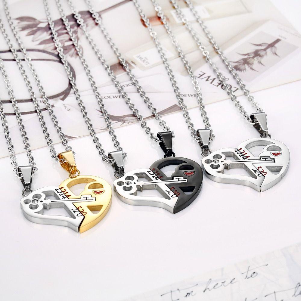 Personalized Design Couple Necklace Titanium Steel Heart Shape Necklace Couple Accessories