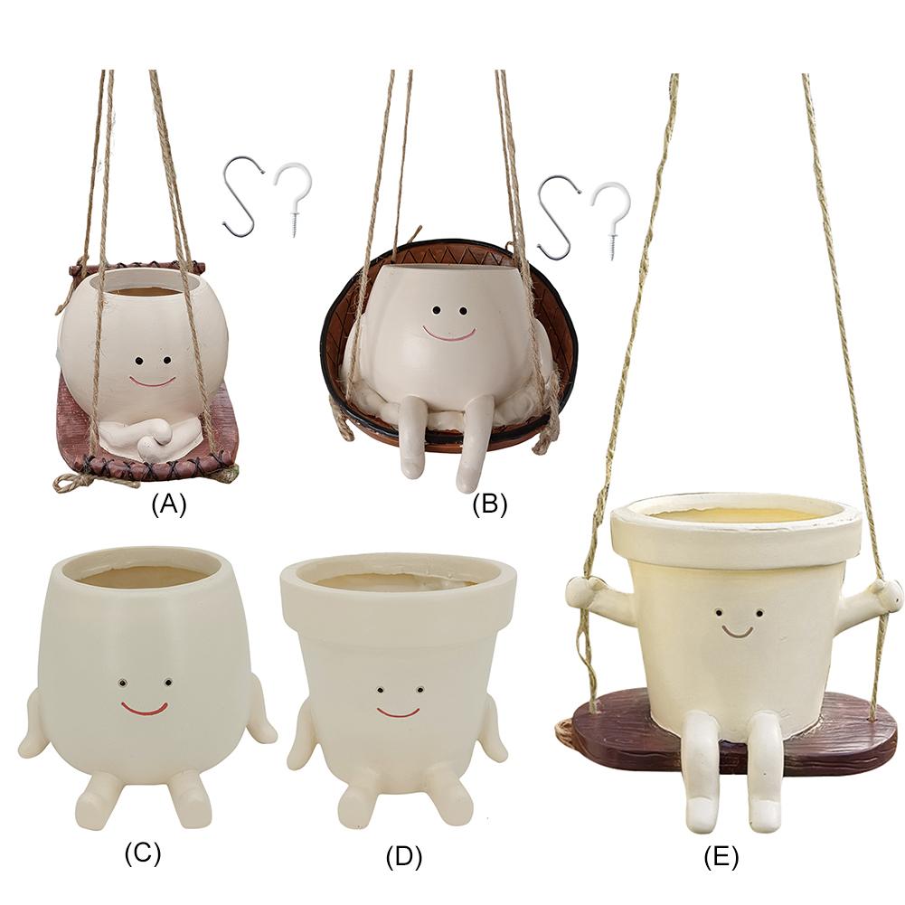 Подвесной гамак-кашпо из смолы, милые горшки для растений и суккулентов, креативное подвесное кресло-качалка-кашпо для помещений и улицы