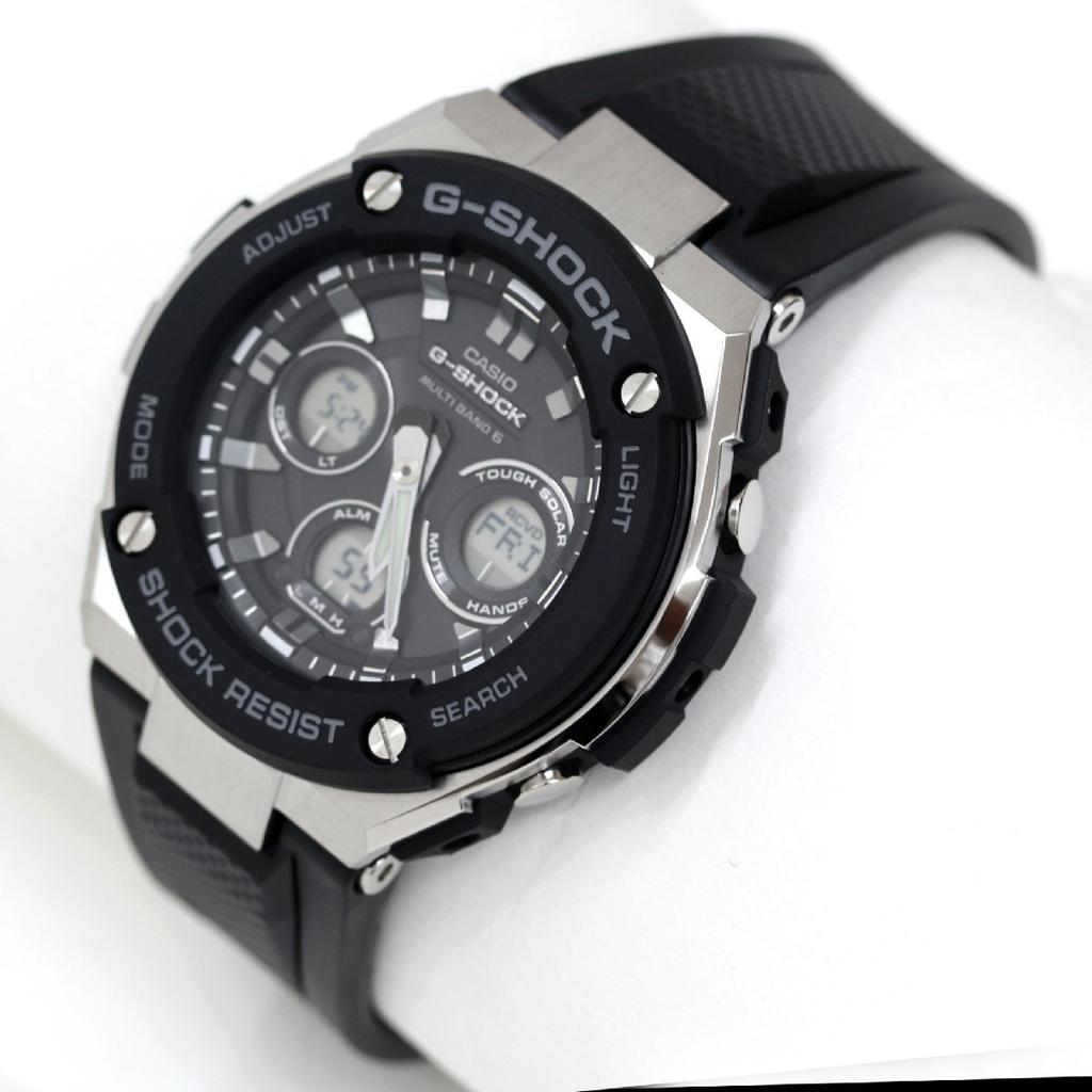 Casio Мужские часы G-SHOCK G-Steel GST-W300-1AJF с кварцевым механизмом на солнечной батарее, Радиоуправляемые