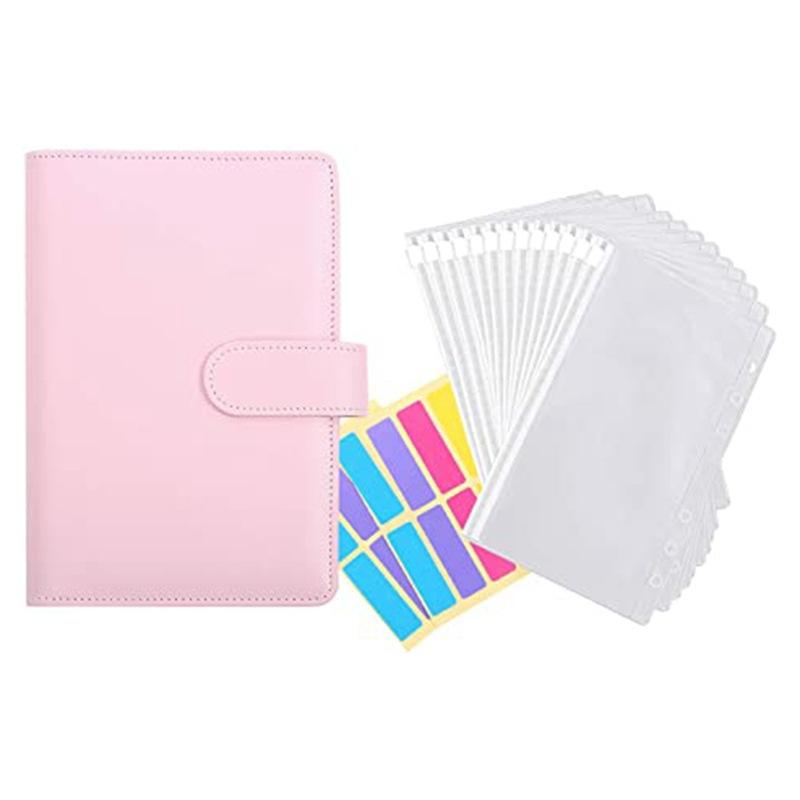 A6 Leather Binder Cover 6 Rings Budget Binder Cash Envelope Money Saving Binder