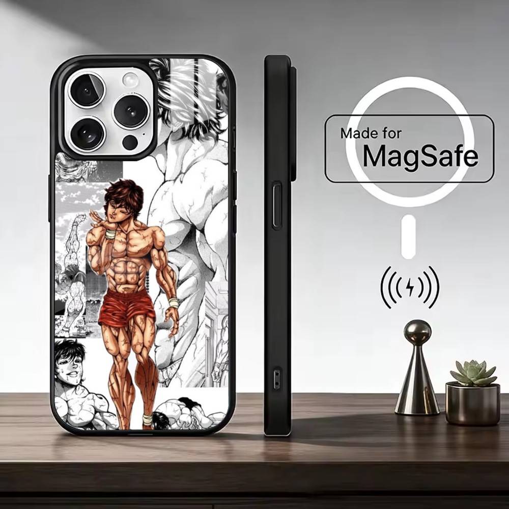 Чехол для телефона C-Comic H-Hanma B-Baki для iPhone 17, 16, 15, 14, 13, 12, 11 Plus, Pro Max Магнитный для беспроводной зарядки Magsafe