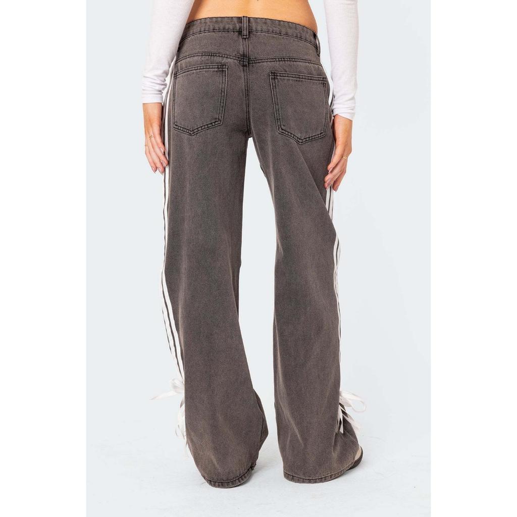 IHUASU Fashion Loose Side Stretch Wide Leg Jeans for Women