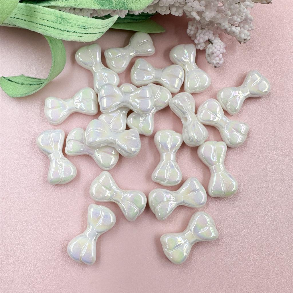 Креативные ослепительные акриловые маленькие бусины в виде банта, материал для самостоятельного изготовления бисера, подвеска, мода для браслета, 20 шт., брелок для изготовления ожерелья, 9,7*17,9 мм