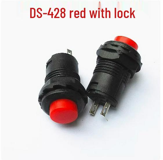 DS-428/427 Self-Locking Round Button Switch with Lock, Self-Reset 12MM, Red/Green/Yellow